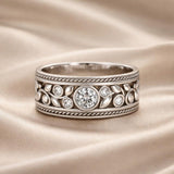 Elegant White Gold Ring with Zircon