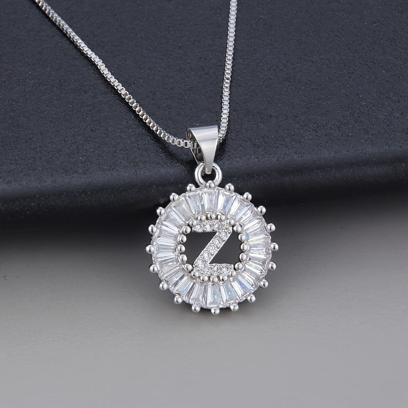 Necklace in White Gold with Initial "Z" and Zirconia