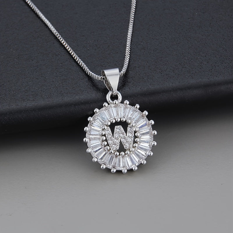 White Gold Necklace with Initial "Z" and Zirconia