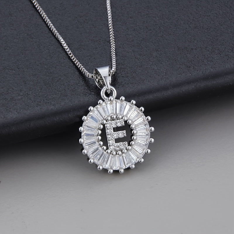 White Gold Necklace with Initial "Z" and Zirconia