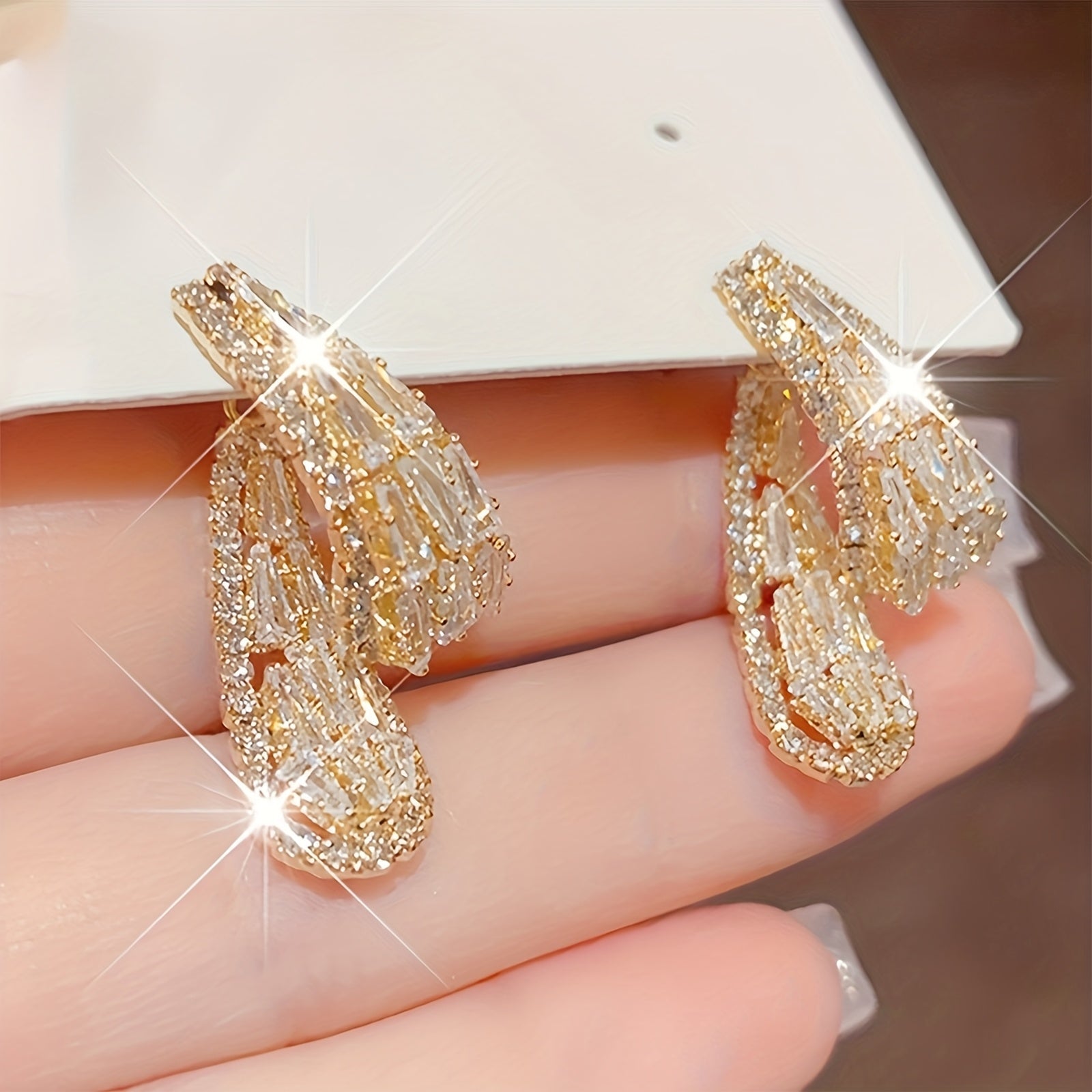 Cascade Drop Earrings in White Gold