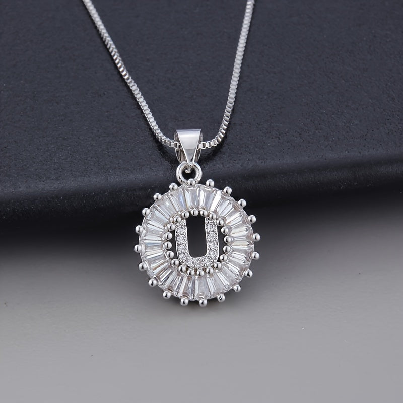 White Gold Necklace with Initial "Z" and Zirconia