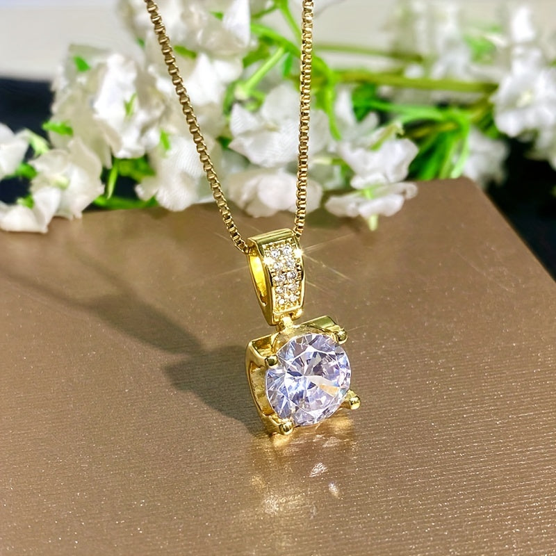 White gold necklace with a cubic zirconia pendant