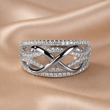 "Infinity" Ring in Zirconia Gold-Plated with White Gold