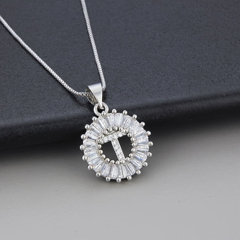 Necklace in White Gold with Initial "Z" and Zirconia
