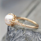 Slim Ring with Pearls and Crystals