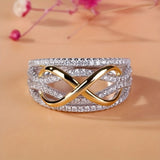 "Infinity" Ring in Zirconia Gold-Plated with White Gold