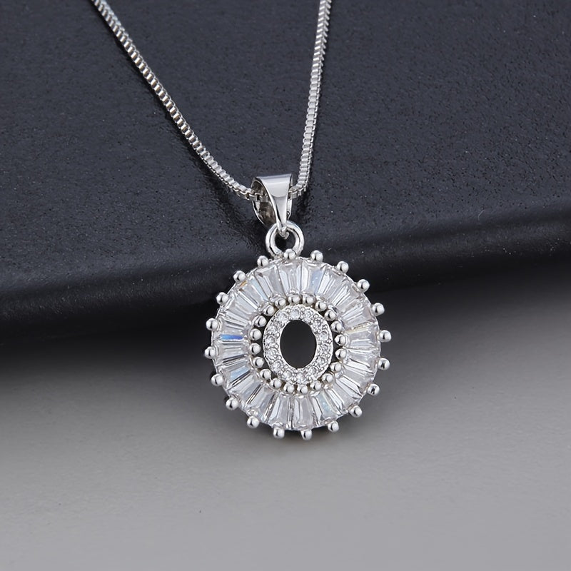 Necklace in White Gold with Initial "Z" and Zirconia
