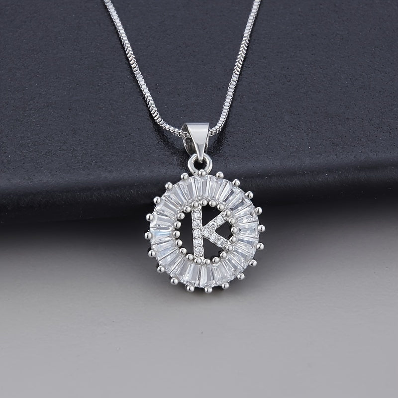 Necklace in White Gold with Initial "Z" and Zirconia