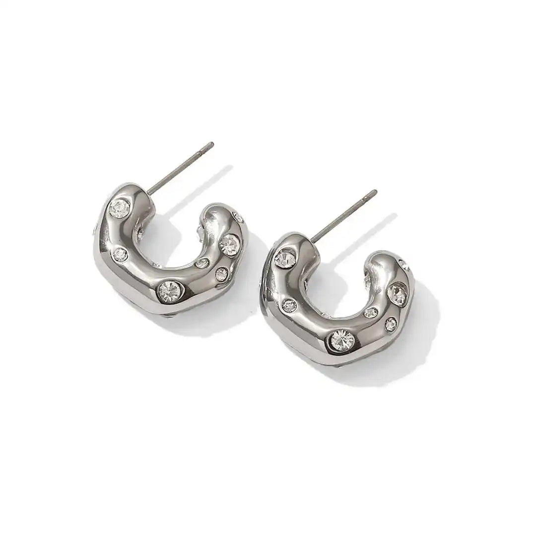 Brilliant Gold Zircon Circle Earrings