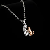 Cat Hug Pendant Necklace with Bonus Earrings – Limited Time Offer