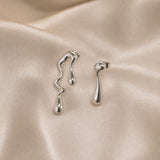 Asymmetrical Drop Earrings in White Gold