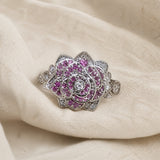 Silver Ring with Blooming Flowers