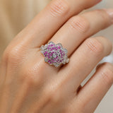 Silver Ring with Blooming Flowers