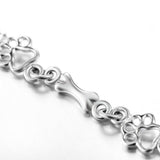 Limited Edition Pure Silver Dog Paw and Bone Charms Bracelet