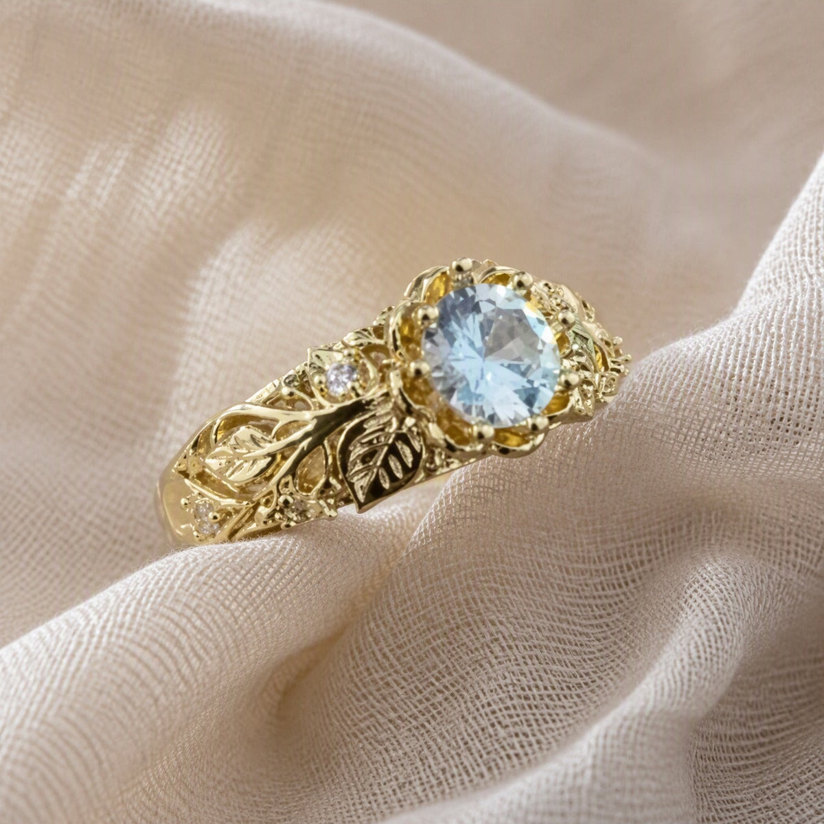 Zirconia Gold Leaf Ring