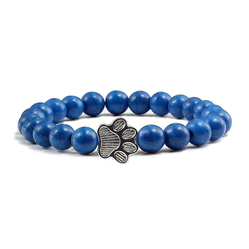 Beaded Paw Bracelet – Natural Stone Design