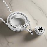 "No Longer By My Side, Forever In My Heart" – Stainless Steel Urn Paw Necklace