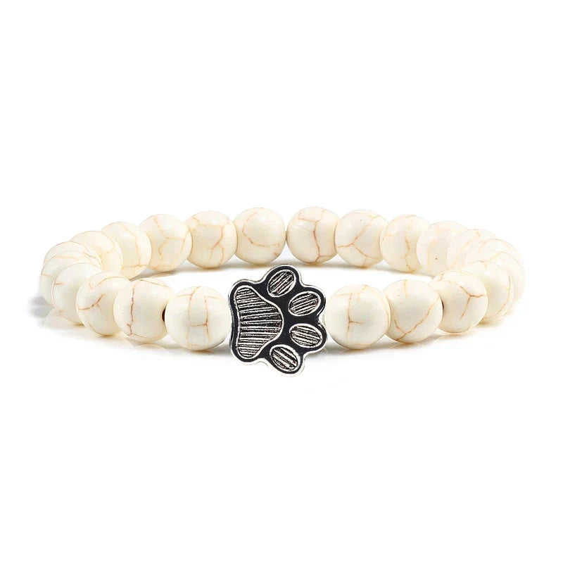Beaded Paw Bracelet – Natural Stone Design