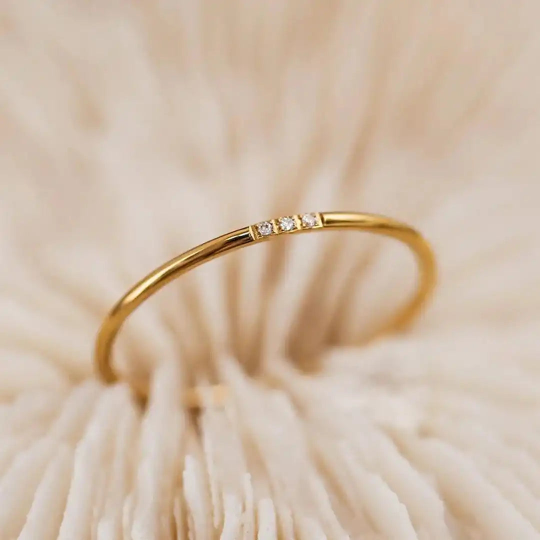 Slim Stacking Ring with Three Stones