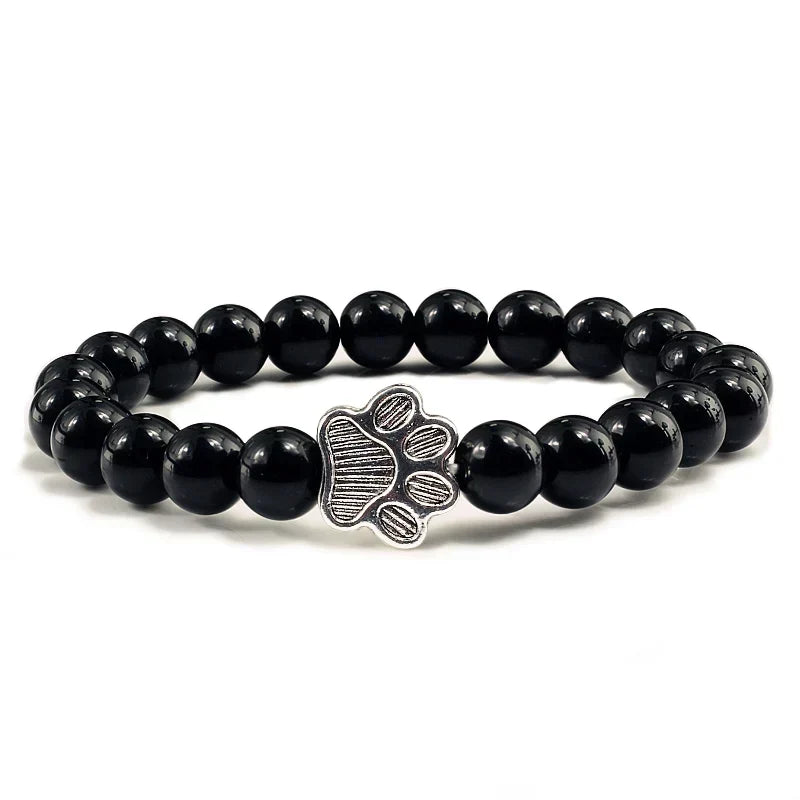 Beaded Paw Bracelet – Natural Stone Design
