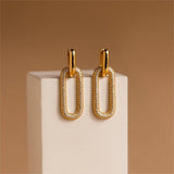 Retro Geometric Character Earrings with Rhinestones