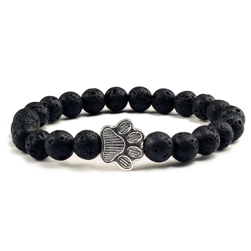 Beaded Paw Bracelet – Natural Stone Design
