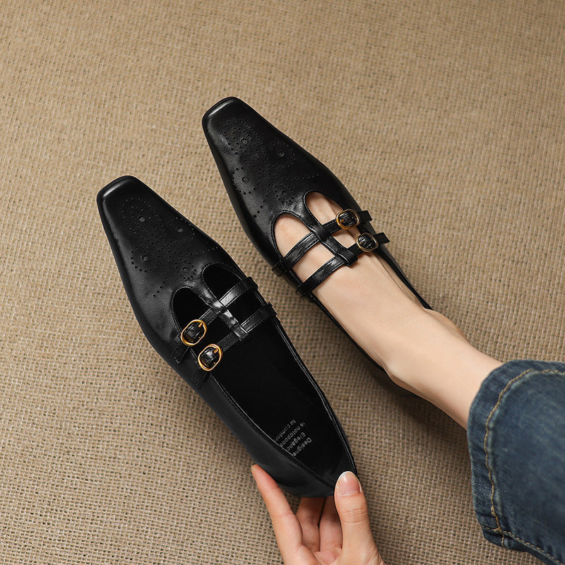 Ceyla | Mary Jane Shoe with Two Straps and Brogue Holes