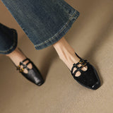 Ceyla | Mary Jane Shoe with Two Straps and Brogue Holes