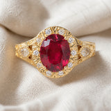 Ruby Halo Statement Ring