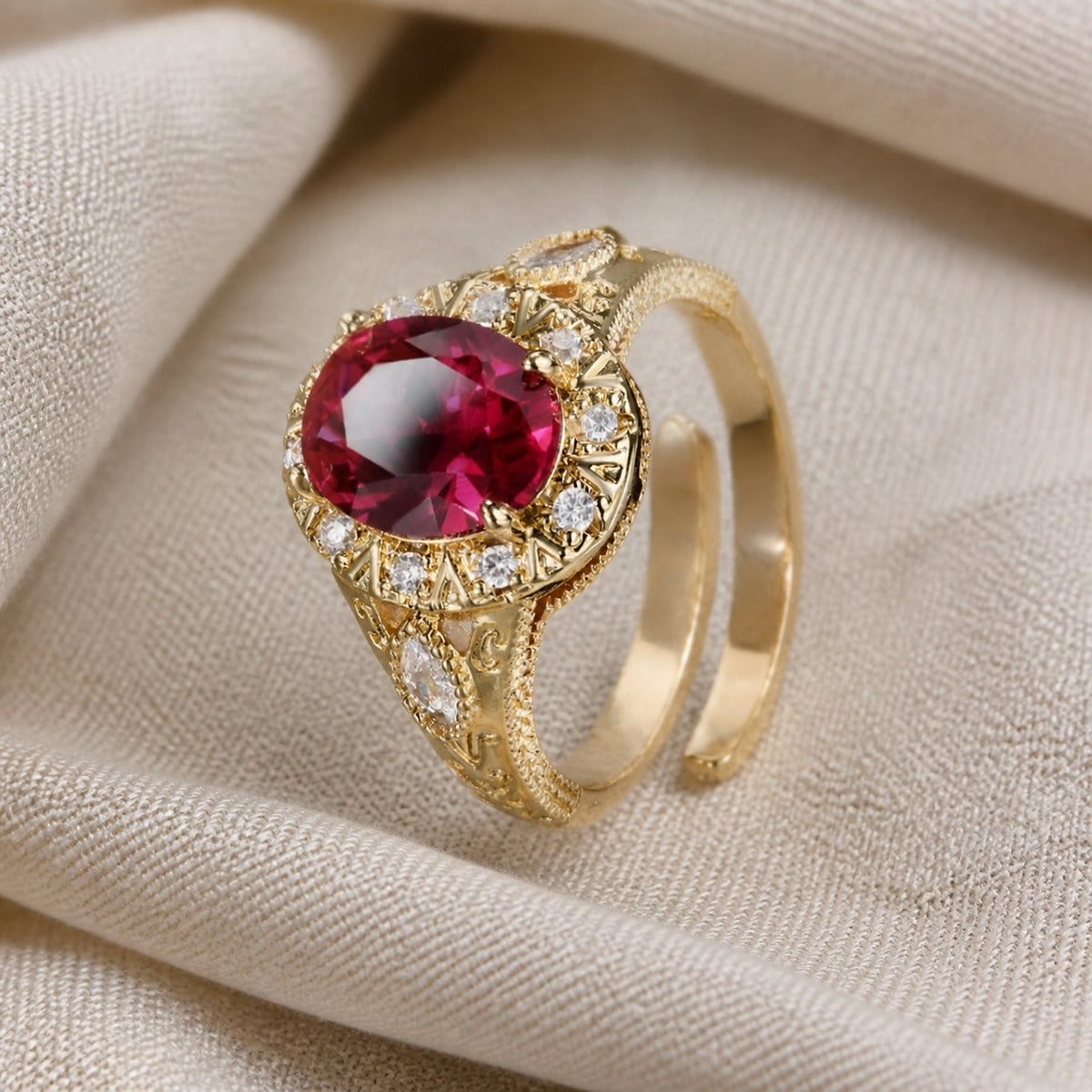 Ruby Halo Statement Ring