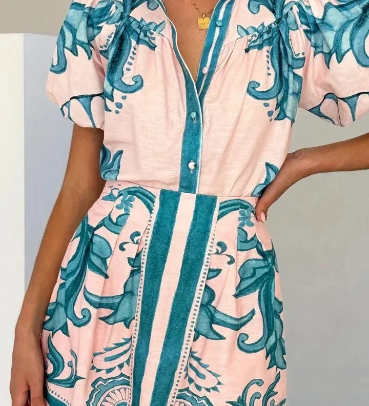 Kelsi Cauliflower Linen Dress, Two Pieces