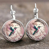 Hummingbird Glass Dome Pendant Necklace