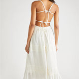 Maxi Dress with Cuts and Pleats
