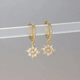 Classic Snowflake Drop Earrings with Crystals