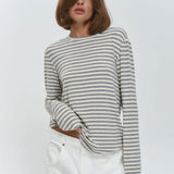Linen Striped Long-Sleeve Top