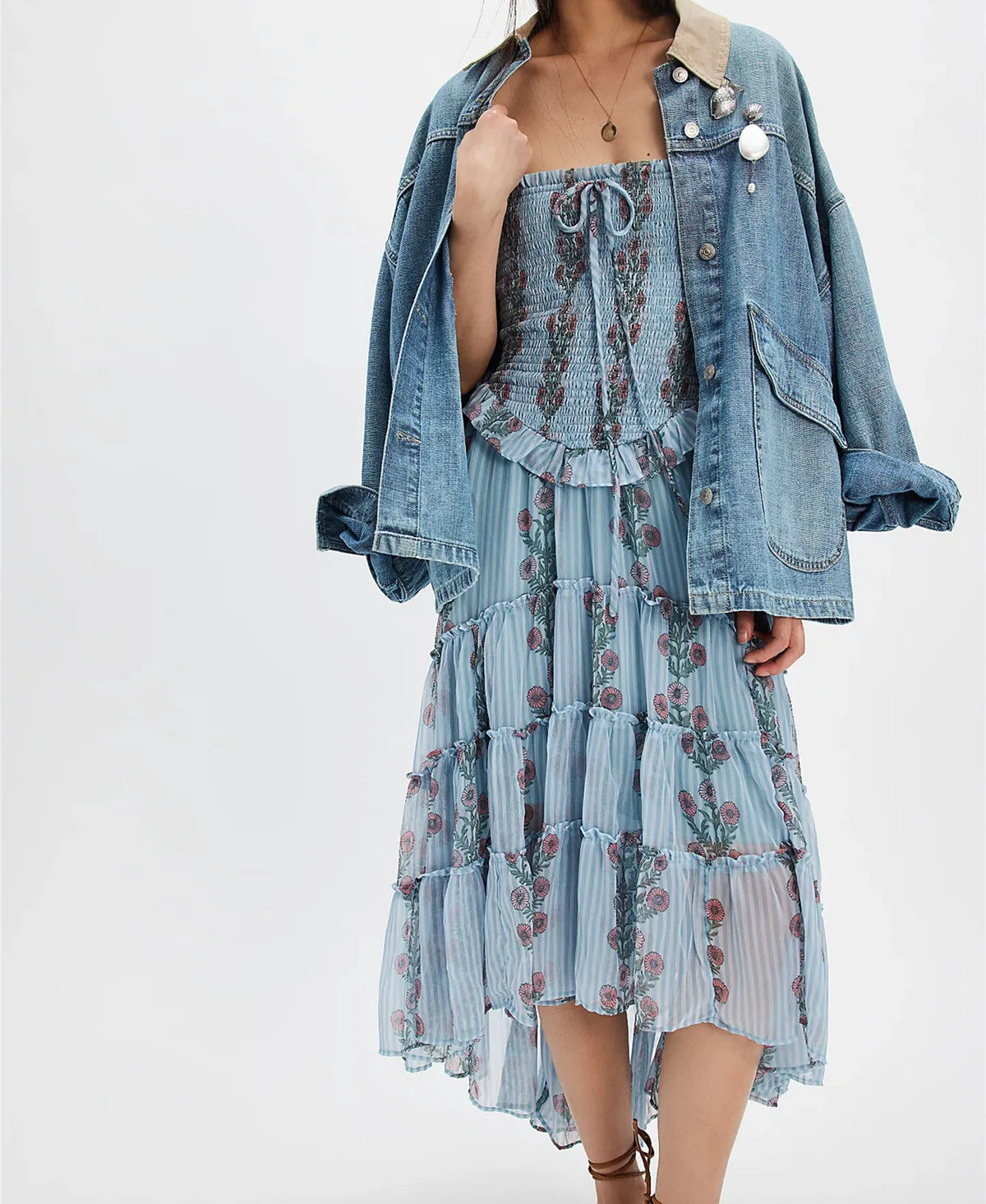 Midi Dress with Flowers
