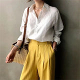 Linen Shirt with Open Collar