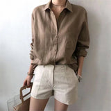 Linen Shirt with Open Collar