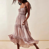 Maxi Dress with Cuts and Pleats