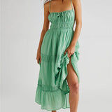 Maxi Dress with Cuts and Pleats