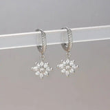 Classic Snowflake Drop Earrings with Crystals