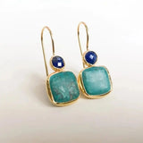 Clarissa™ - Retro Earrings Decorated with Gold and Turquoise