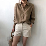 Linen Shirt with Open Collar