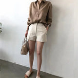 Linen Shirt with Open Collar