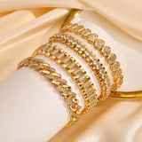 Gold Thick Adjustable Bracelet with Cubic Zirconia