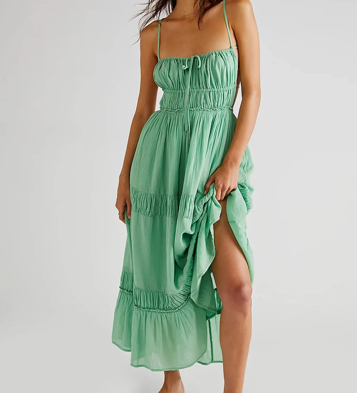 Maxi Dress with Cuts and Pleats