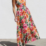 Isadora Maxi Dress with Open Back and Flowers for Women