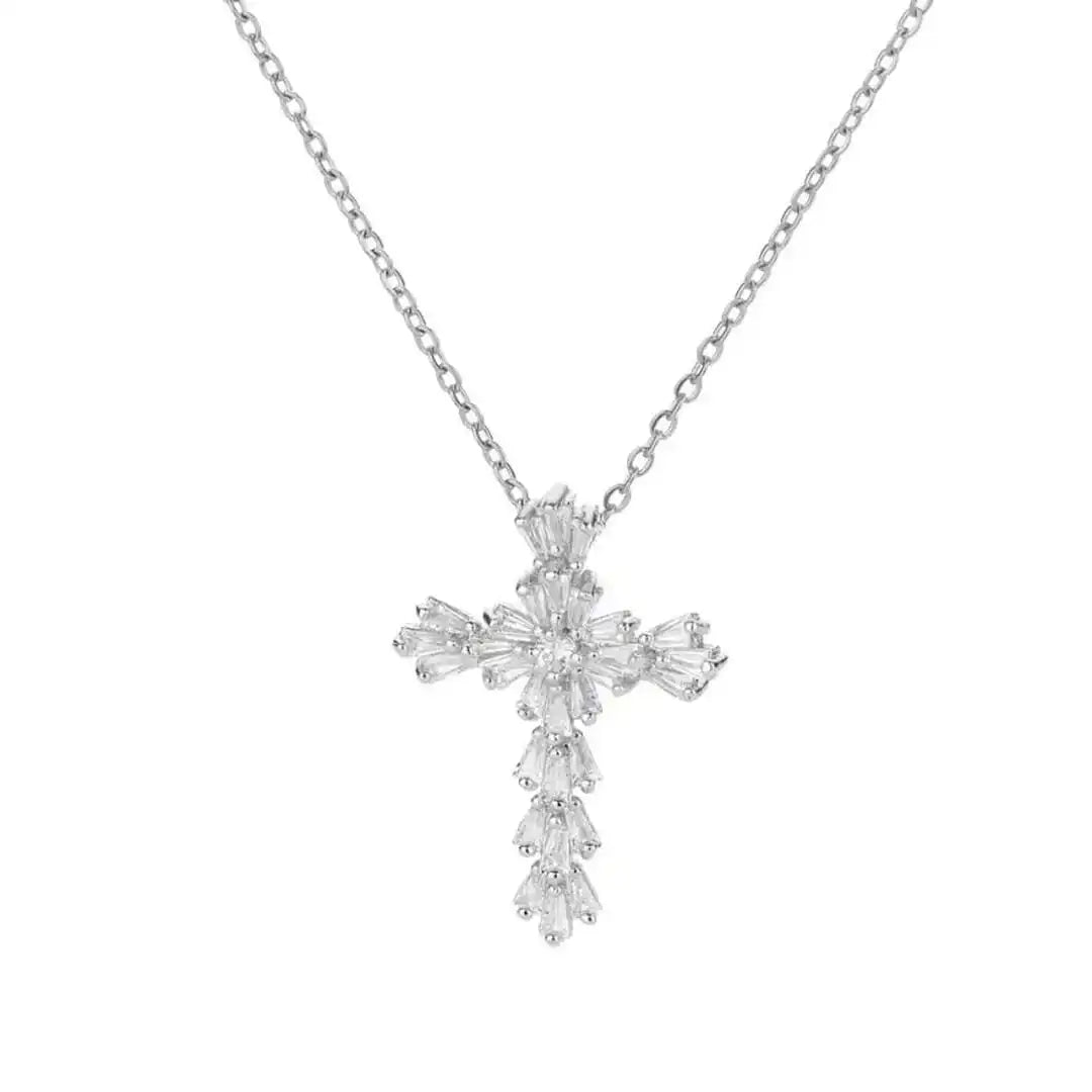 Eternal Silver Cross Necklace with Zirconia