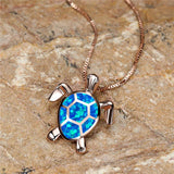 Pendant Necklace Turtle in Green Fire Opal Vintage